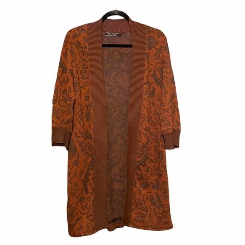 Peruvian Connection | Brown Burnt Orange Pima Cotton Knit long cardigan